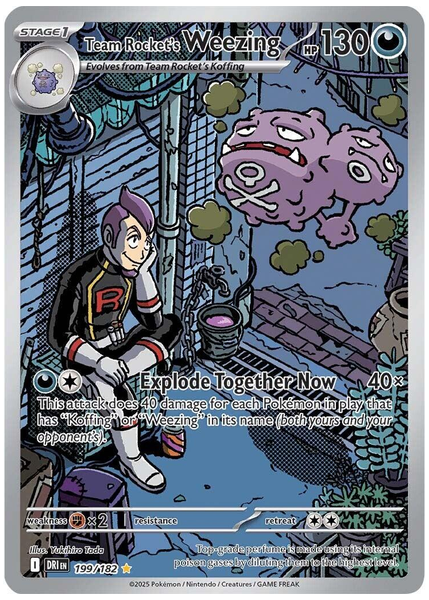 2025 Pokemon Dri EN-Destined Rivals Team Rocket's Weezing Illustration Rare 199/182