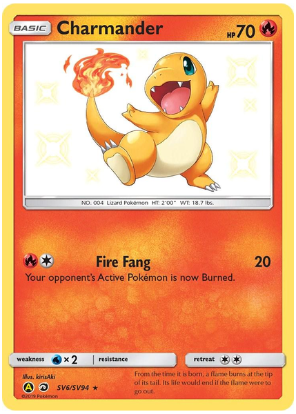 2019 Pokemon Sun & Moon Hidden Fates Charmander-Holo Base SV6/SV94