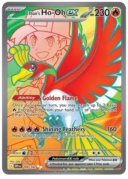 2025 Pokemon Dri EN-Destined Rivals Ethan's HO-Oh EX Ultra Rare 209/182