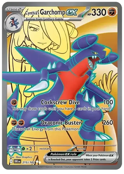 2025 Pokemon Dri EN-Destined Rivals Cynthia's Garchomp EX Ultra Rare 215/182
