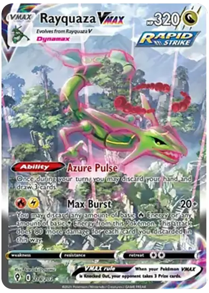2021 Pokemon Sword & Shield Evolving Skies Full Art/Rayquaza Vmax Secret 218/203