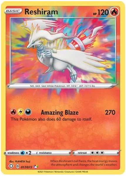 2021 Pokemon Sword & Shield Shining Fates Reshiram Base 017/072