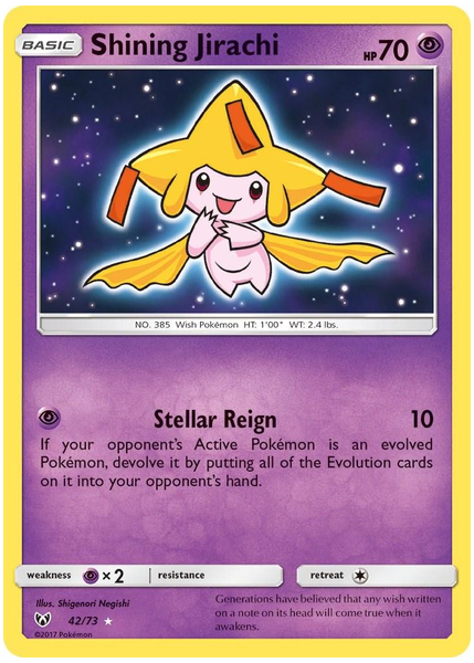 2017 Pokemon Sun & Moon Shining Legends Shining Jirachi-Holo Base 42/73