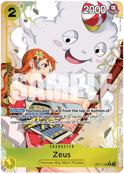 2025 One Piece OP11-A Fist of Divine Speed Zeus Alternate Art OP11-106