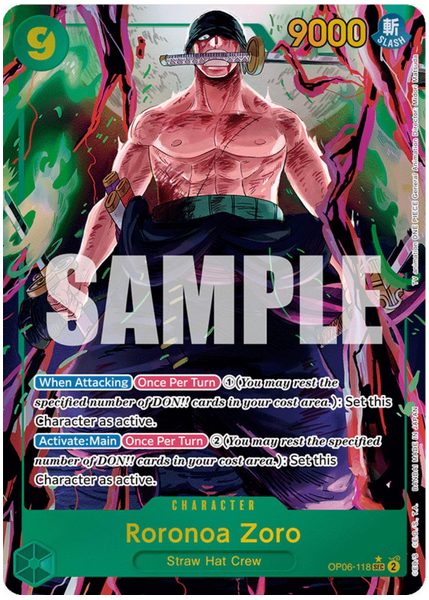 2024 One Piece OP06-Wings of the Captain Roronoa Zoro Alternate Art OP06-118