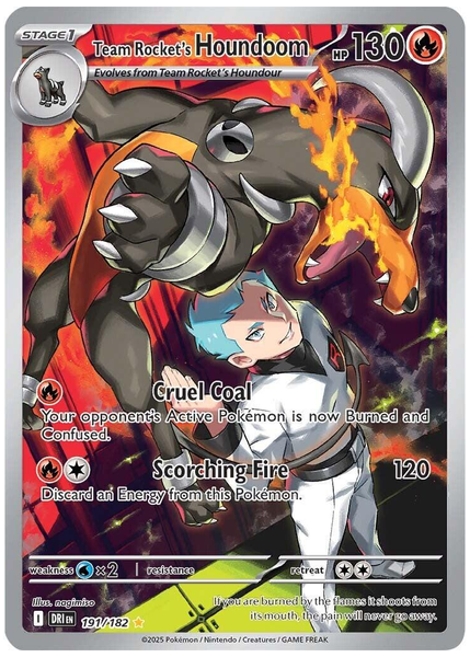 2025 Pokemon Dri EN-Destined Rivals Team Rocket's Houndoom Illustration Rare 191/182