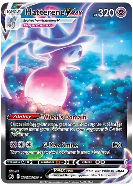 2023 Pokemon Sword and Shield Crown Zenith Full Art/Hatterene Vmax Base GG47/GG70