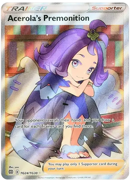 2022 Pokemon Sword & Shield Brilliant Stars Full Art/Acerola's Premonition Base TG24/TG30