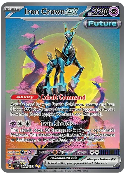 2024 Pokemon Tef EN-Temporal Forces Iron Crown EX Special Illustration Rare 206/162