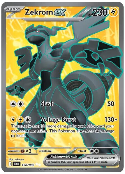 2025 Pokemon Blk EN-Black Bolt Zekrom EX Ultra Rare 158/086