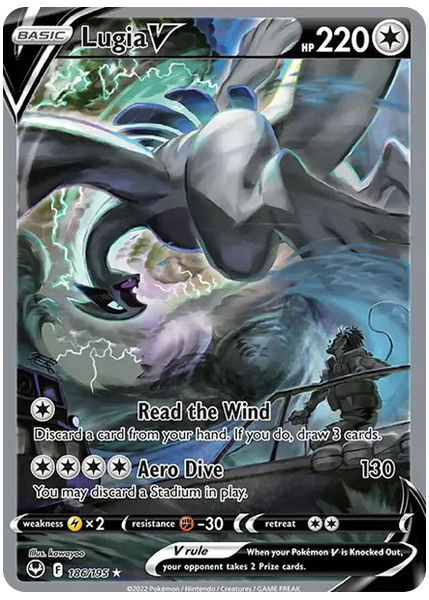 2022 Pokemon Sword & Shield Silver Tempest Full Art/Lugia V Base 186/195