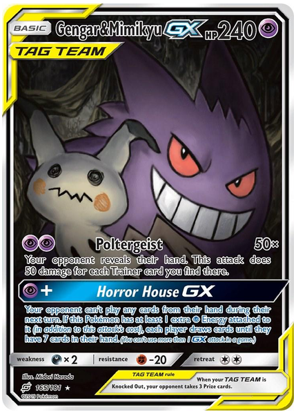 2019 Pokemon Sun & Moon Team Up Full Art/Gengar & Mimikyu GX Base 165/181