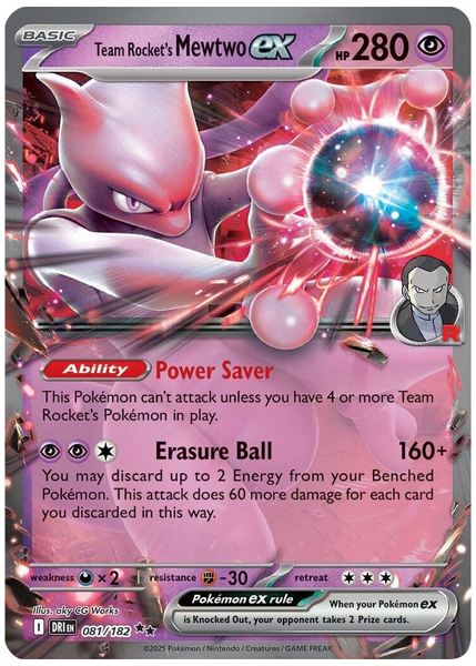 2025 Pokemon Dri EN-Destined Rivals Team Rocket's Mewtwo EX Base 081/182