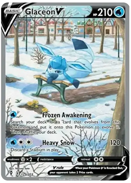 2021 Pokemon Sword & Shield Evolving Skies Full Art/Glaceon V Base 175/203