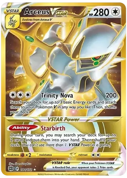 2022 Pokemon Sword & Shield Brilliant Stars Full Art/Arceus Vstar Secret 184/172