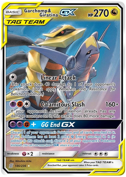 2019 Pokemon Sun & Moon Unified Minds Garchomp & Giratina GX Base 146/236