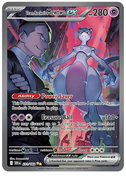 2025 Pokemon Dri EN-Destined Rivals Team Rocket's Mewtwo EX Special Illustration Rare 231/182
