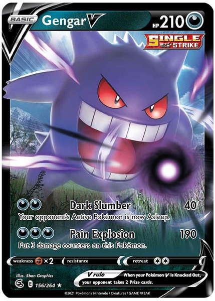 2021 Pokemon Sword & Shield Fusion Strike Gengar V Base 156/264