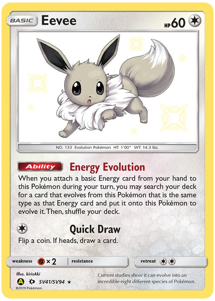 2019 Pokemon Sun & Moon Hidden Fates Eevee-Holo Base SV41/SV94