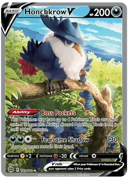 2022 Pokemon Sword & Shield Brilliant Stars Full Art/Honchkrow V Base 162/172