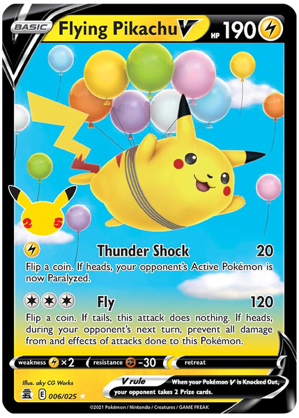 2021 Pokemon Celebrations Flying Pikachu V Base 006/025