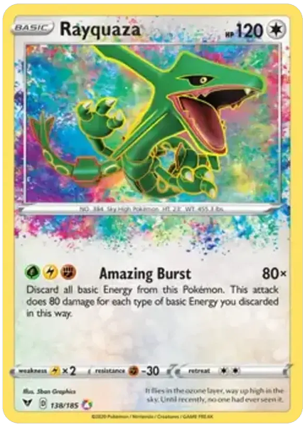 2020 Pokemon Sword & Shield Vivid Voltage Rayquaza Base 138/185