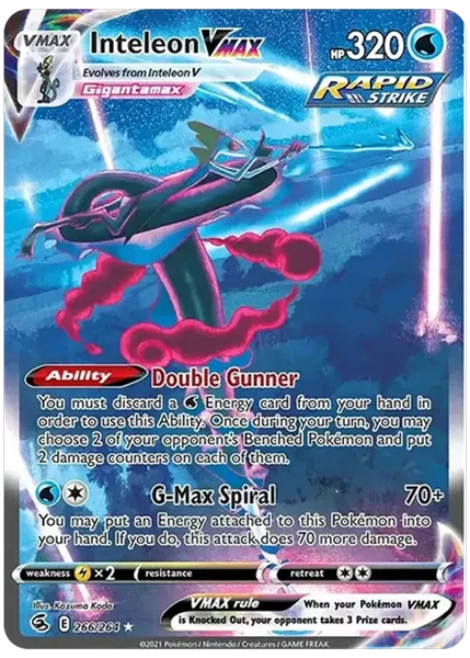 2021 Pokemon Sword & Shield Fusion Strike Full Art/Inteleon Vmax Secret 266/264
