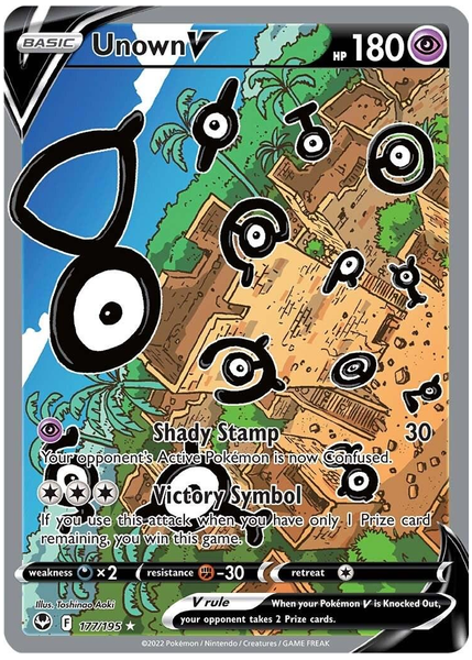 2022 Pokemon Sword & Shield Silver Tempest Full Art/Unown V Base 177/195