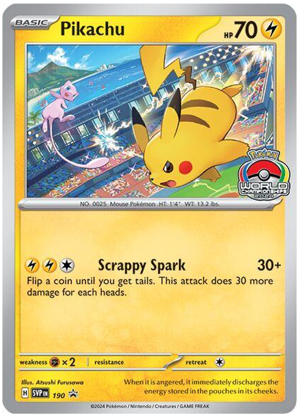 2024 Pokemon Svp EN-SV Black Star Promo Pikachu World Championships 190