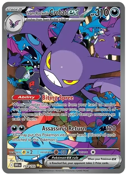 2025 Pokemon Dri EN-Destined Rivals Team Rocket's Crobat EX Special Illustration Rare 234/182