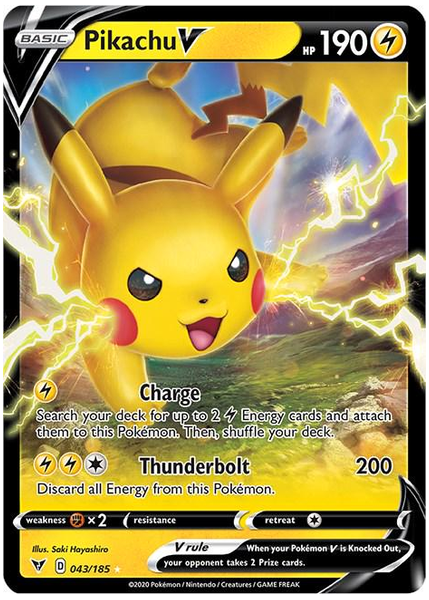2020 Pokemon Sword & Shield Vivid Voltage Pikachu V Base 043/185