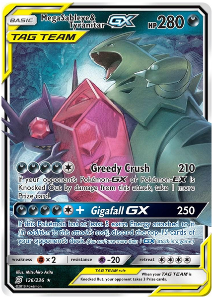 2019 Pokemon Sun & Moon Unified Minds Mega Sableye & Tyranitar GX Base 126