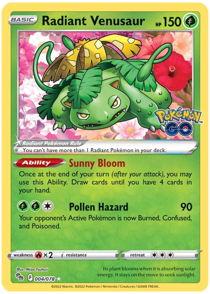 2022 Pokemon Go Radiant Venusaur Base 004/078