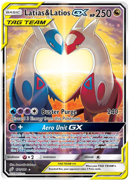 2019 Pokemon Sun & Moon Team Up Full Art/Latias & Latios GX Base 170/181