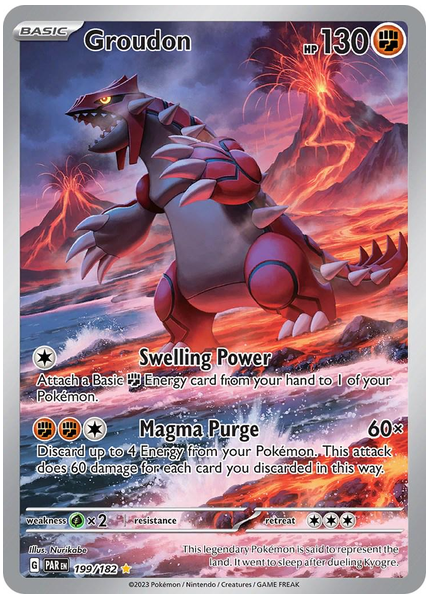 2023 Pokemon Par EN-Paradox Rift Groudon Illustration Rare 199/182