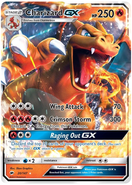 2017 Pokemon Sun & Moon Burning Shadows Charizard GX Base 20