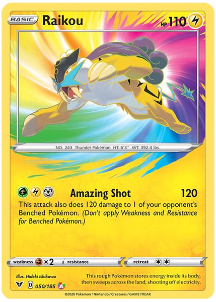 2020 Pokemon Sword & Shield Vivid Voltage Raikou Base 050/185